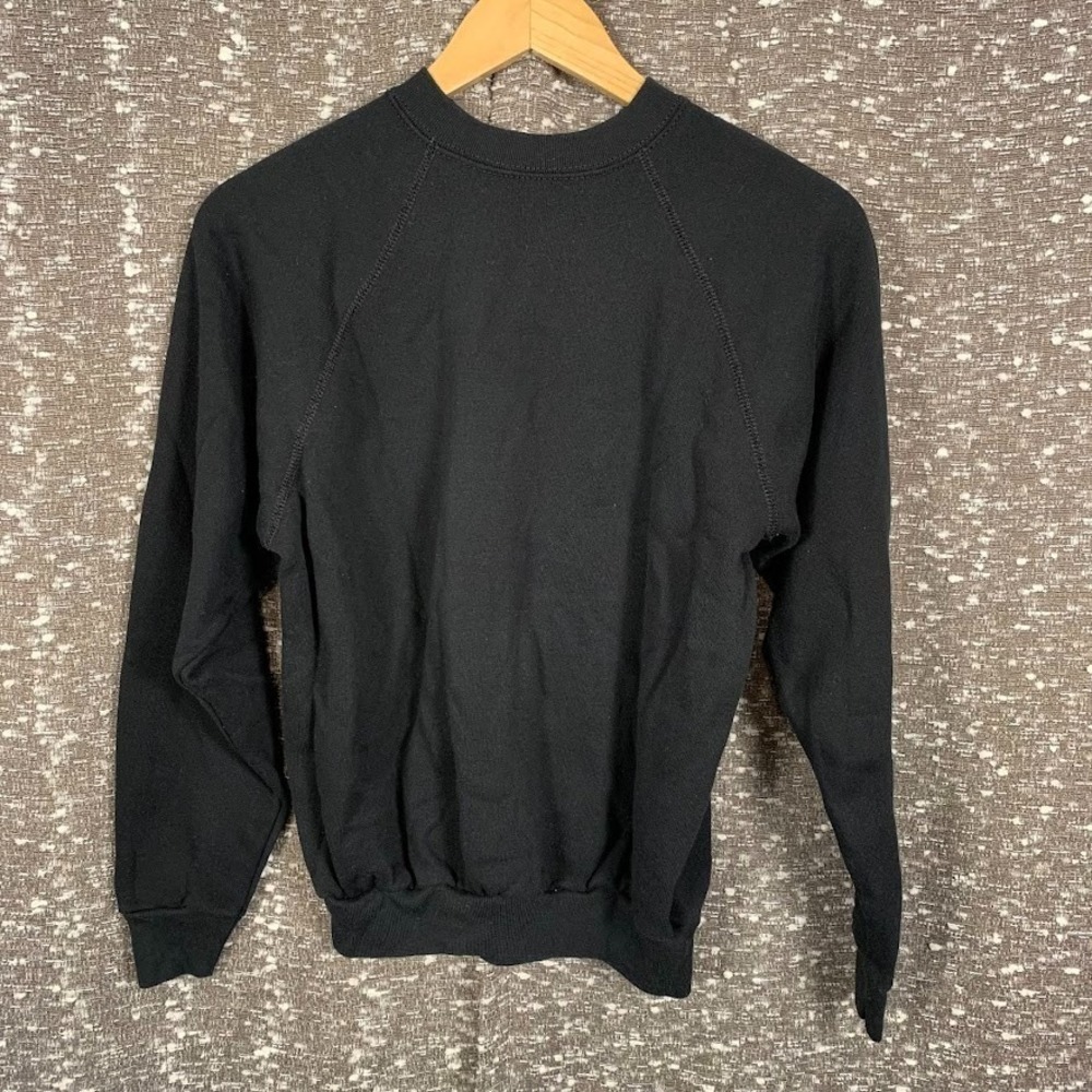 Vintage 80s Tultex Blank Black Raglan‎ Sweatshirt Medium Crewneck Made in USA